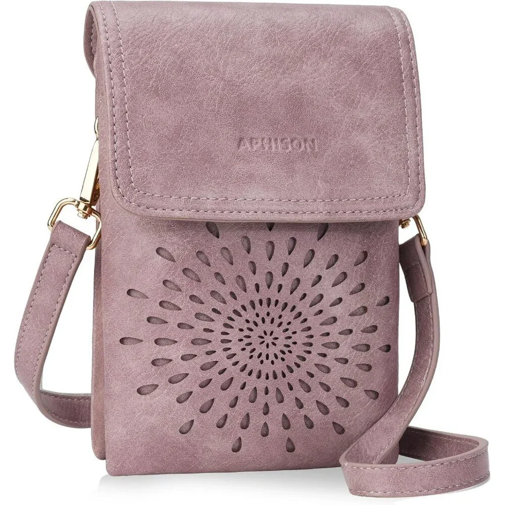 Small Leather Crossbody Bag Women Phone Wallet Purse Card Slots Stylish